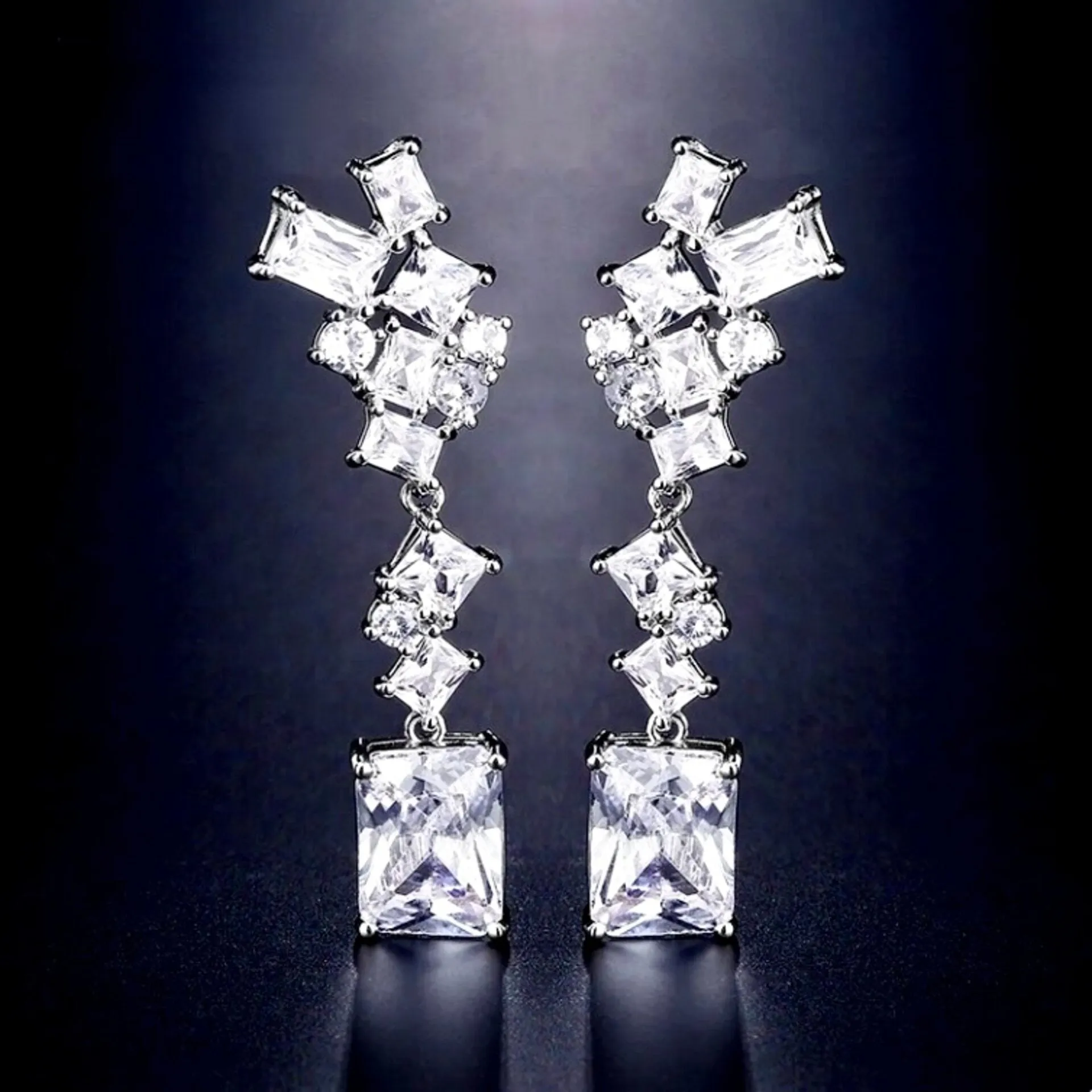 "Sarissa" - Cubic Zirconia Bridal Earrings - Available in Silver and Rose Gold