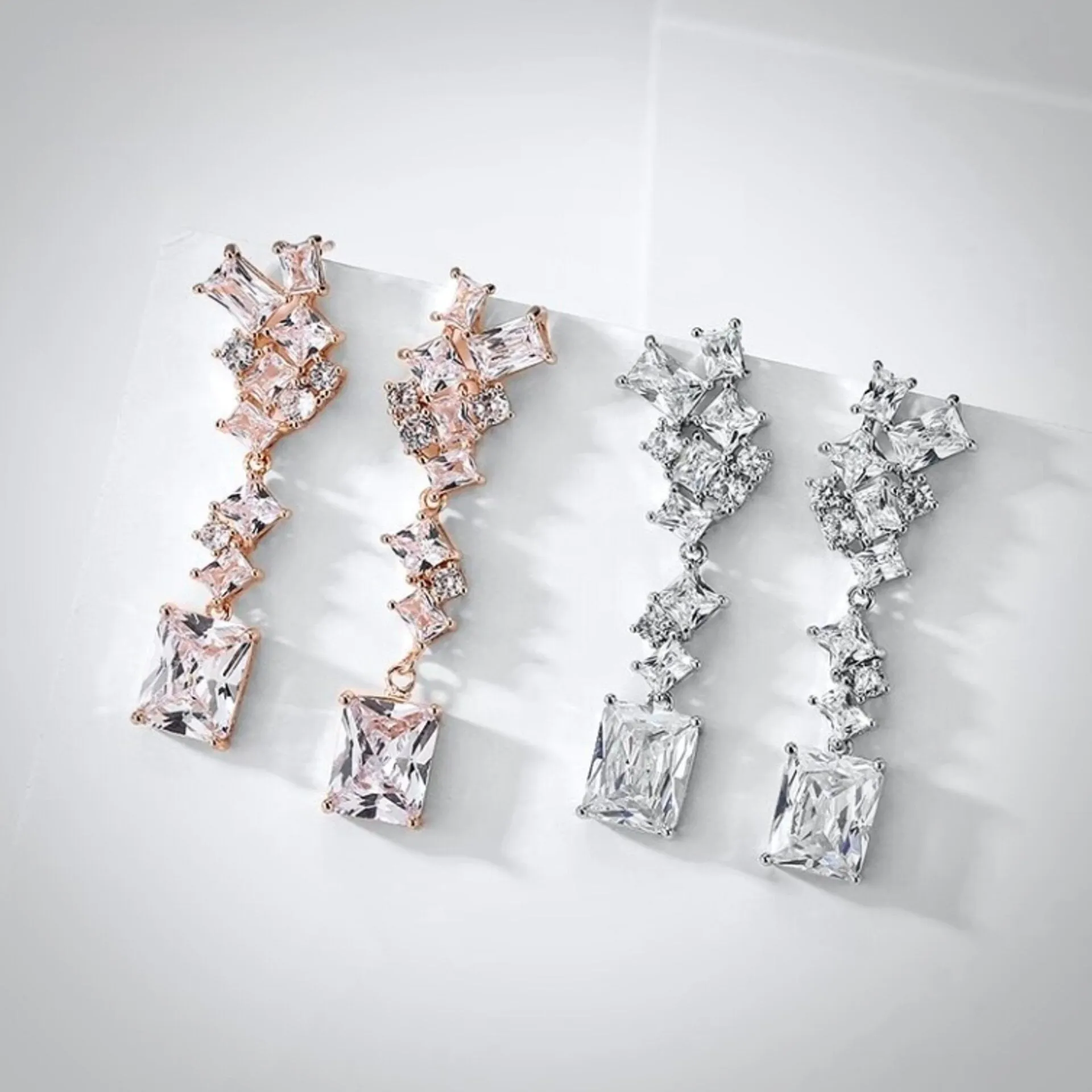 "Sarissa" - Cubic Zirconia Bridal Earrings - Available in Silver and Rose Gold