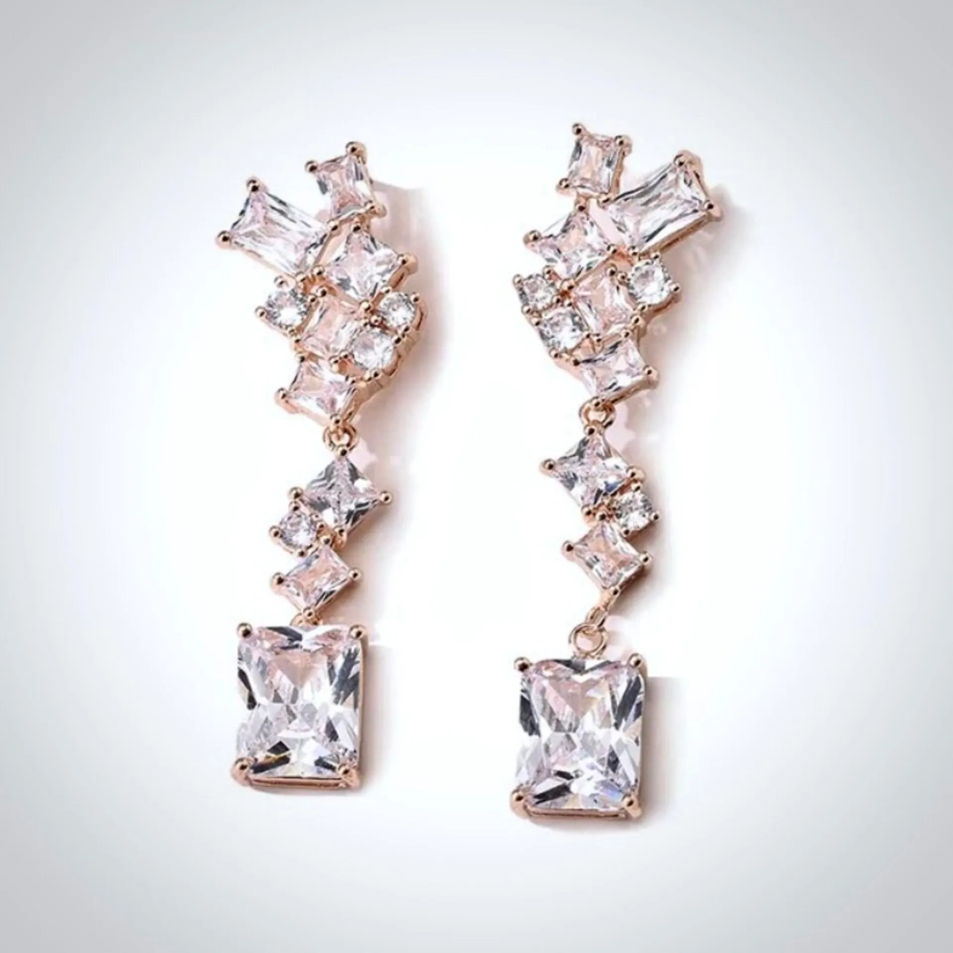 "Sarissa" - Cubic Zirconia Bridal Earrings - Available in Silver and Rose Gold