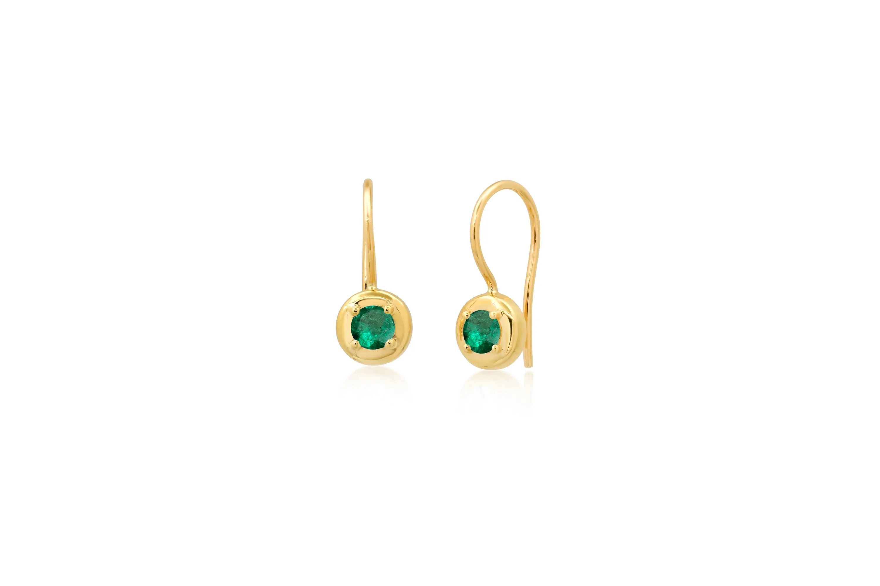 Round Emerald Cloud Drop Earrings