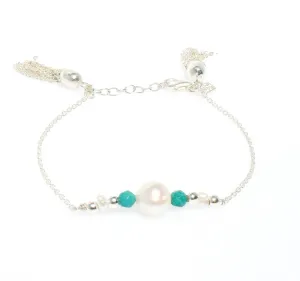 Sea Dreams Pearl Tassel Bracelet Turquoise