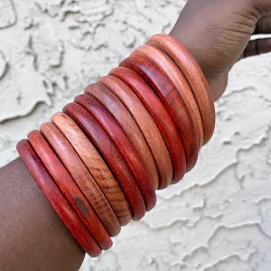 Set of 5 Handmade African Wooded Bangles Bracelets