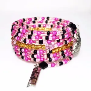 Shades Of Pink Seed Bead With Charms Wrap Around Bracelets