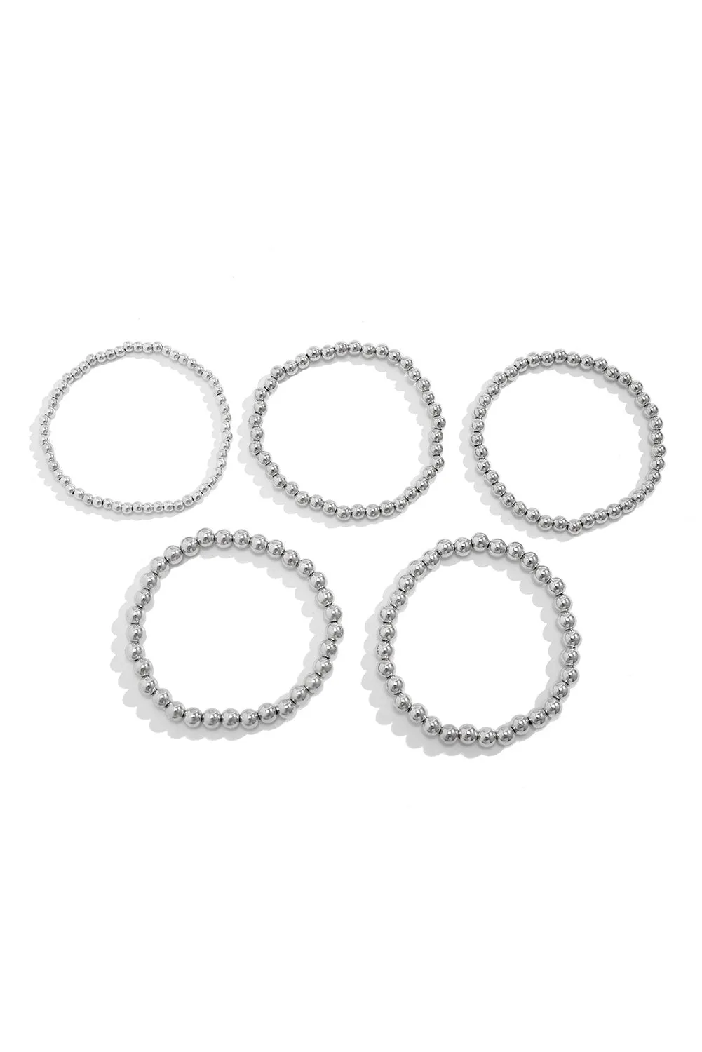 Silver 5 Piece Beaded Bracelet Set