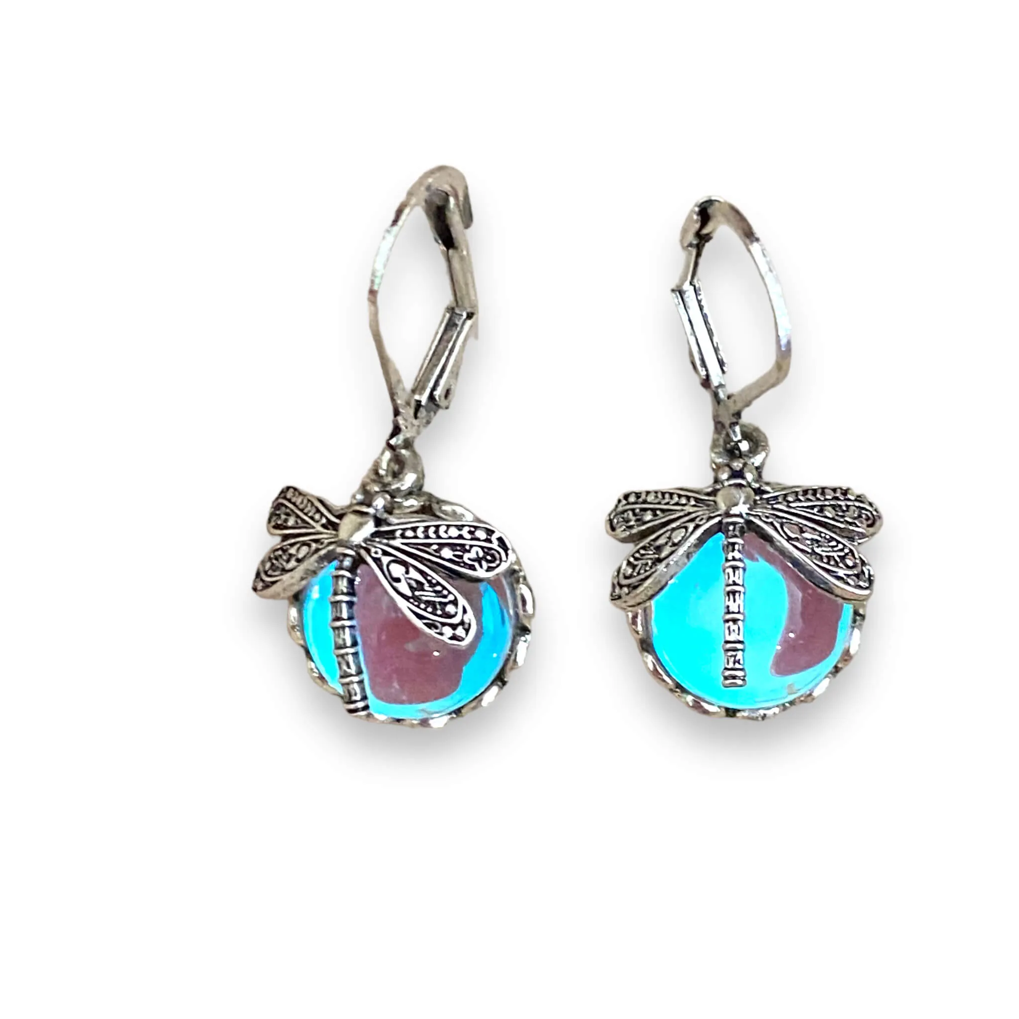 Silver Hanging Dragonfly Earrings