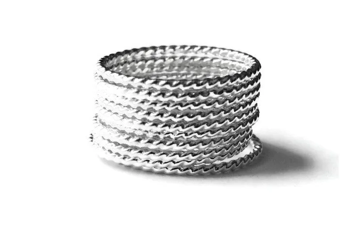 Silver Stacking rings • Twist Rope Rings • 925 Artisan Jewelry