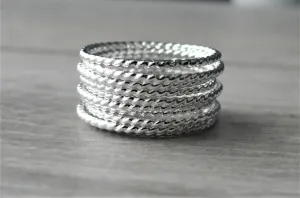 Silver Stacking rings • Twist Rope Rings • 925 Artisan Jewelry