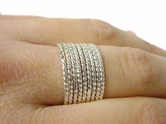 Silver Stacking rings • Twist Rope Rings • 925 Artisan Jewelry