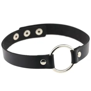 'Simplicity' black O ring faux leather choker