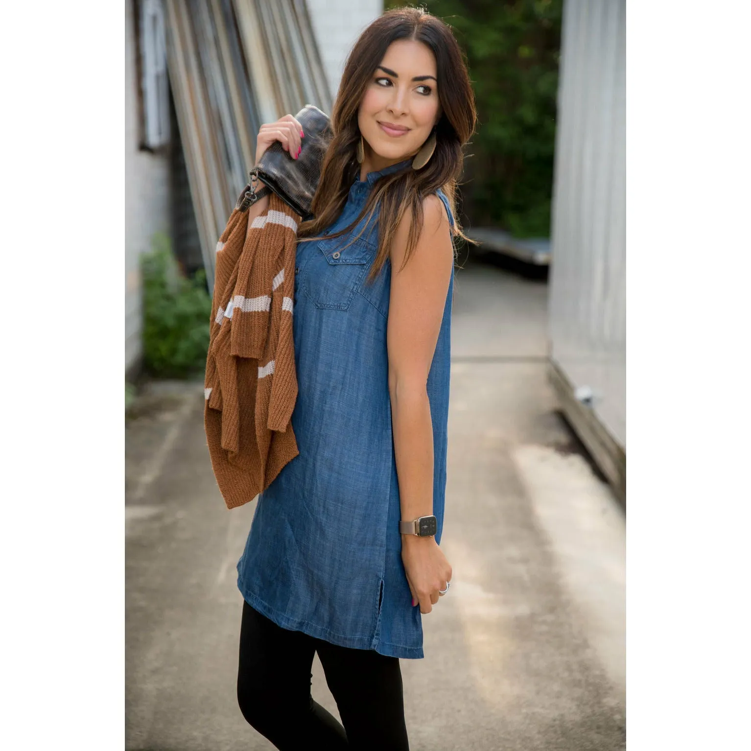 Sleeveless Denim Tunic Dress