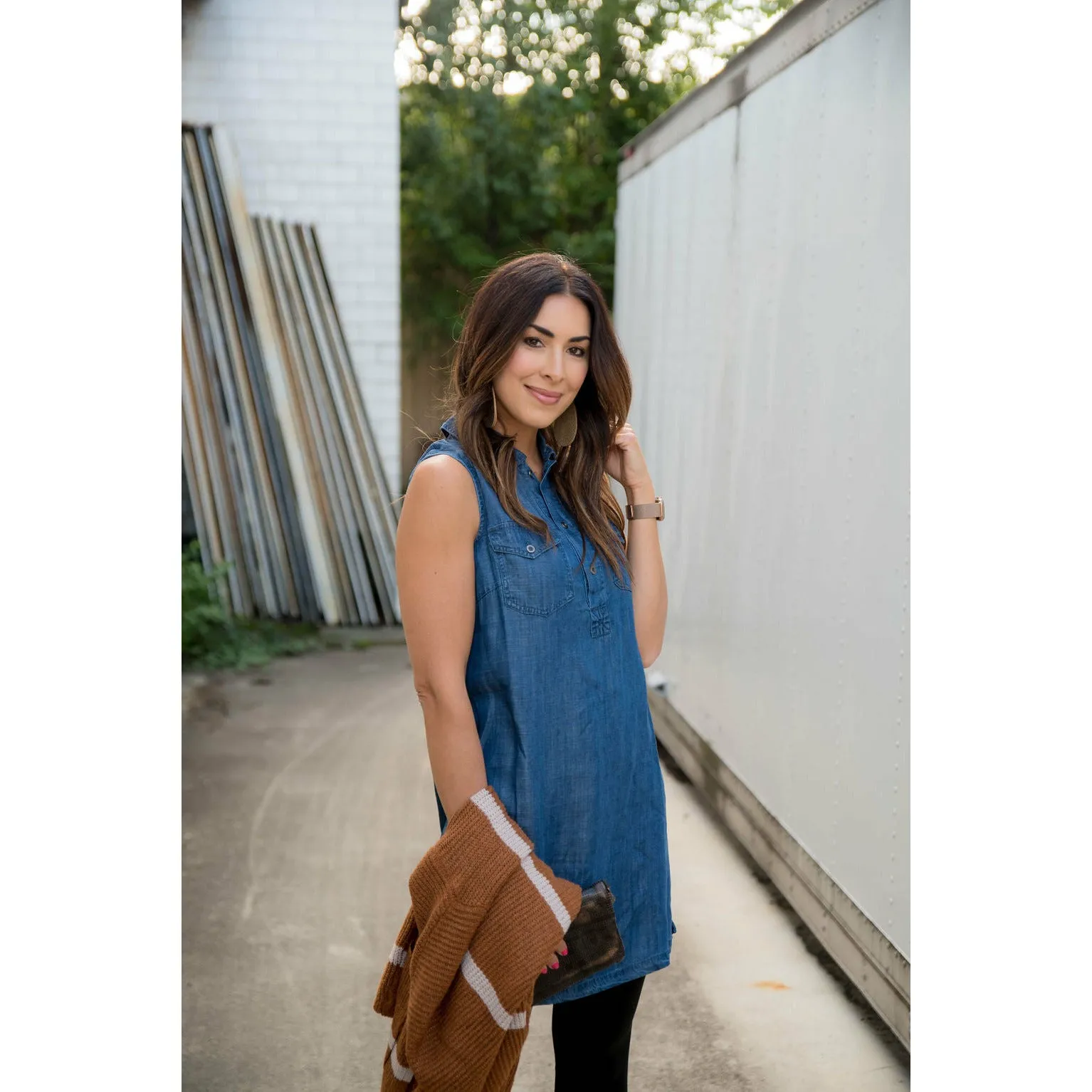 Sleeveless Denim Tunic Dress