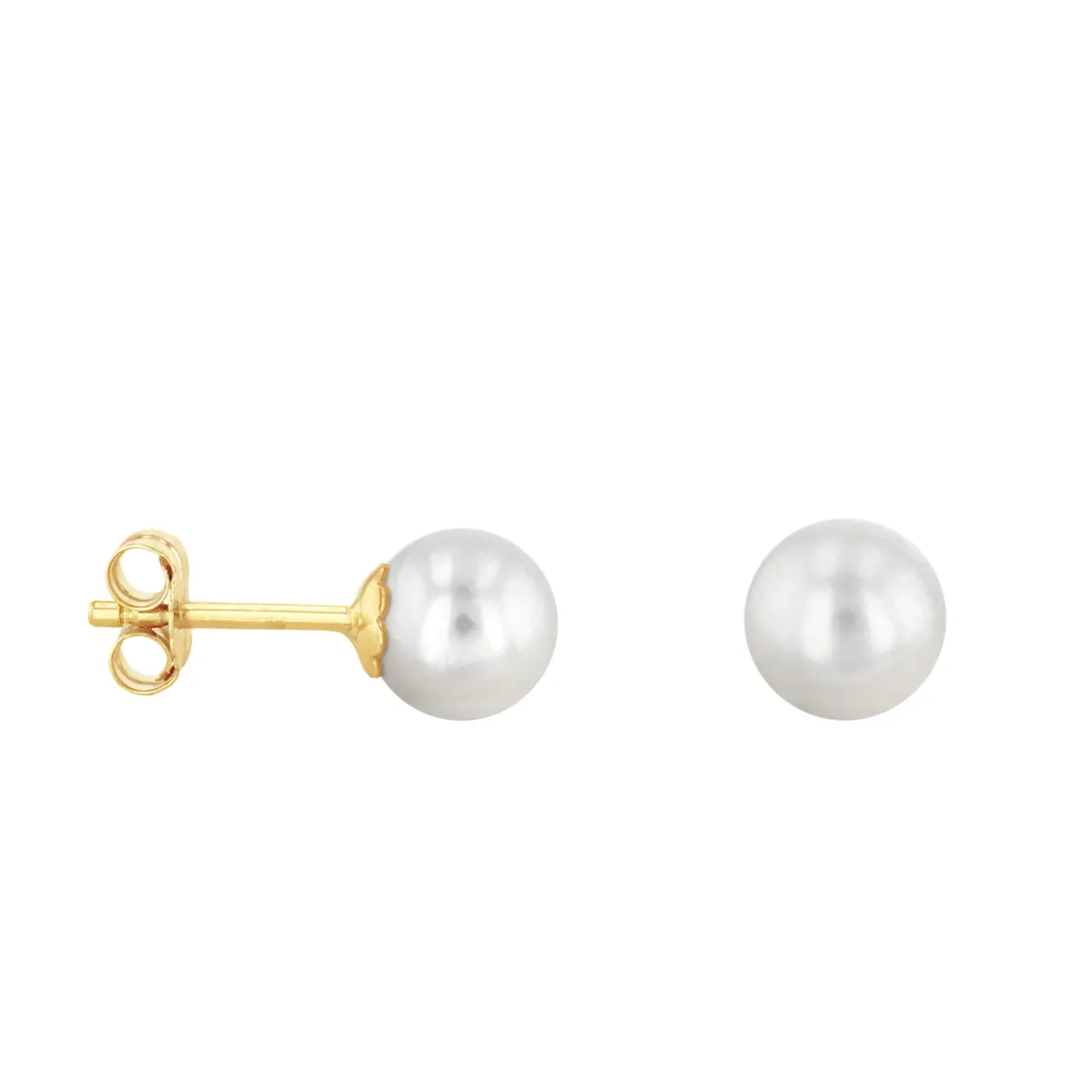 Soleil Collection 6mm Freshwater Pearl Stud Earrings | 9K Solid Yellow Gold