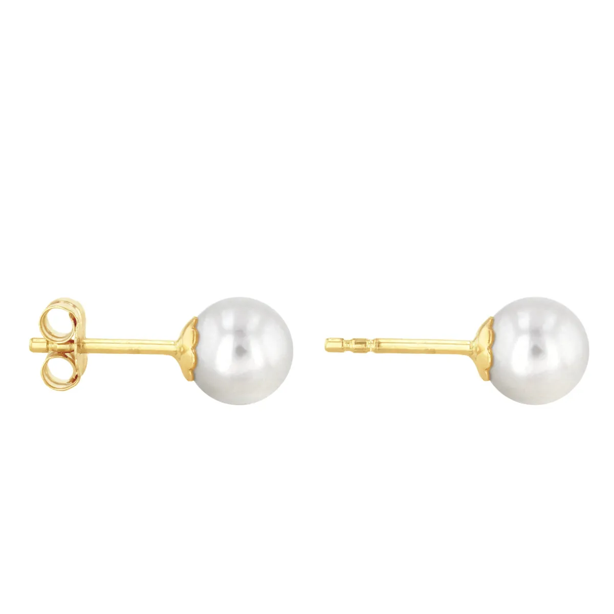 Soleil Collection 6mm Freshwater Pearl Stud Earrings | 9K Solid Yellow Gold