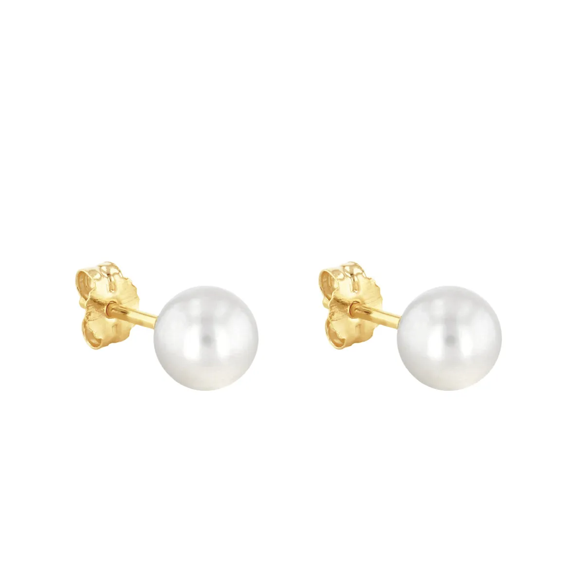 Soleil Collection 6mm Freshwater Pearl Stud Earrings | 9K Solid Yellow Gold