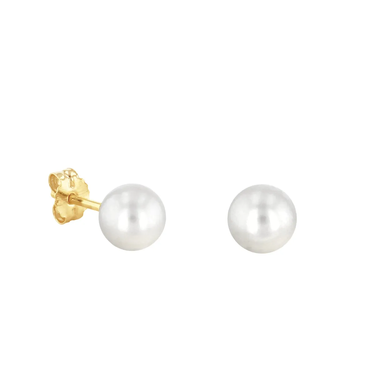 Soleil Collection 6mm Freshwater Pearl Stud Earrings | 9K Solid Yellow Gold