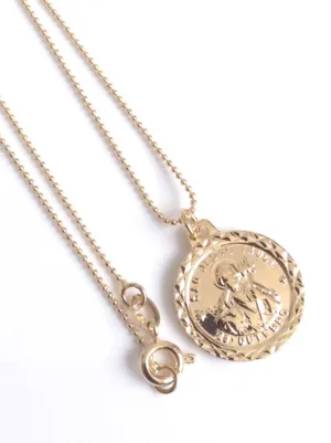 St. Jude Medal Necklace 18K Gold Plated Ball Chain