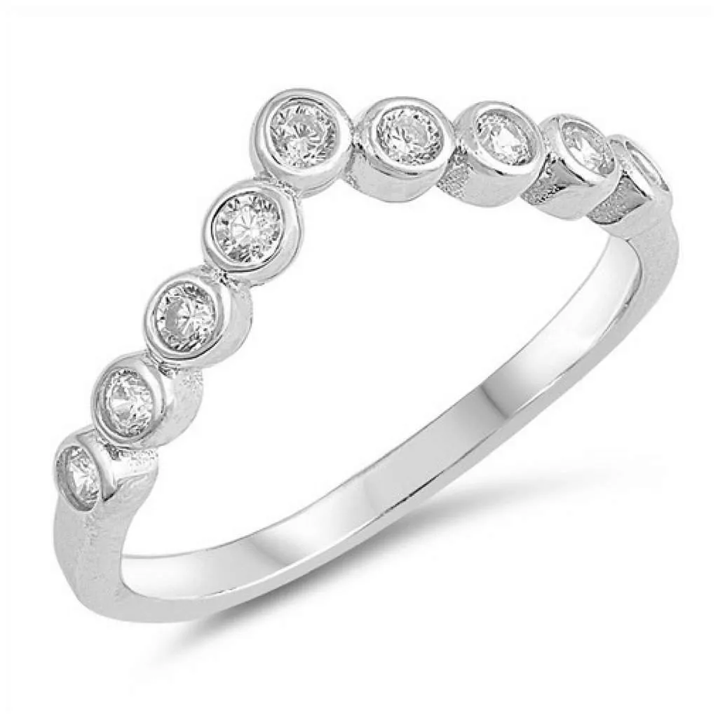 Sterling Silver and CZ V Shaped Ring