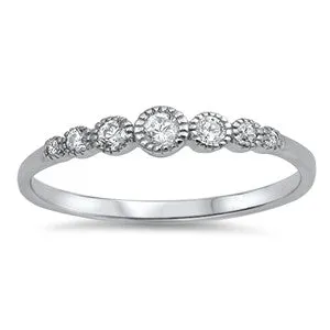 Sterling Silver CZ Round Stone Ring