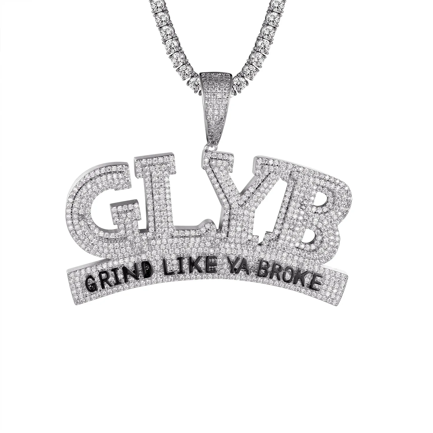 Sterling Silver Grind Like Ya Broke Hip Hop Icy Custom Pendant