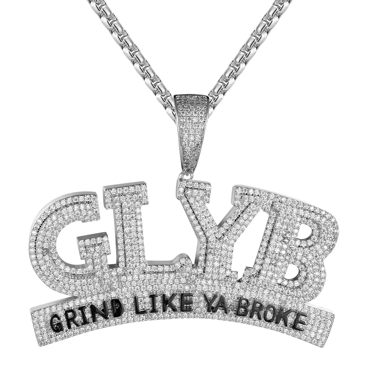 Sterling Silver Grind Like Ya Broke Hip Hop Icy Custom Pendant