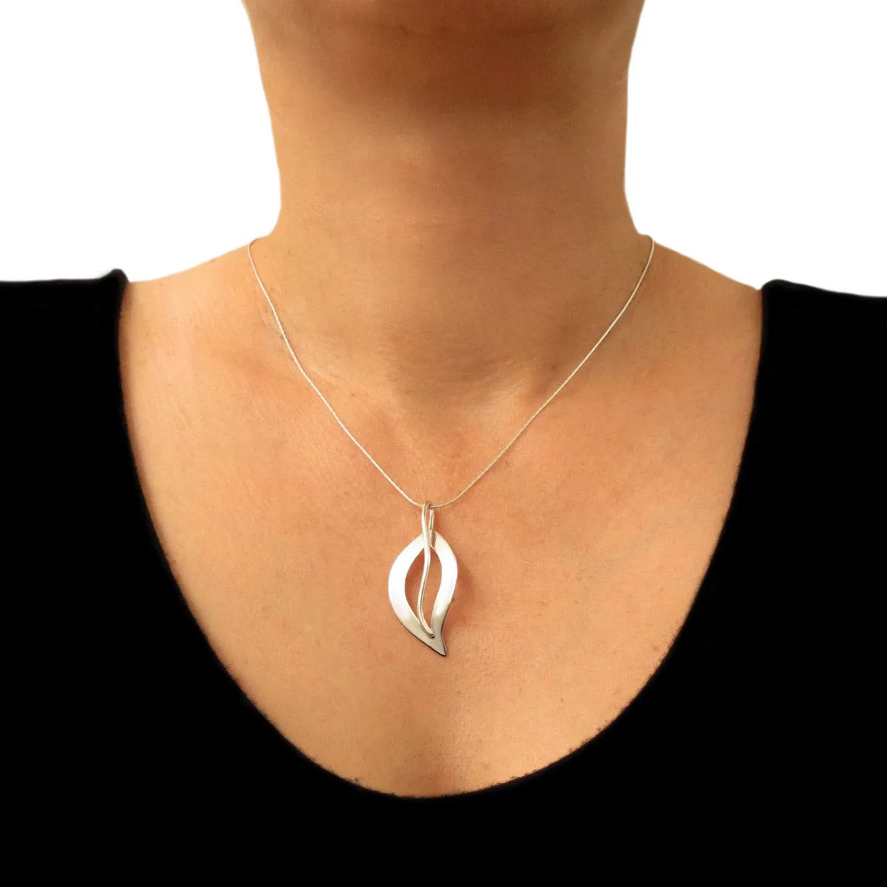 Sterling Silver Handmade Leaf Pendant Necklace