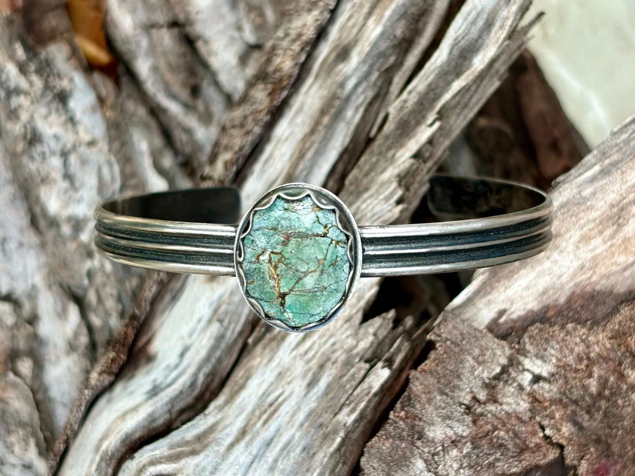 Sterling Silver Hubei Turquoise Bracelet # 1