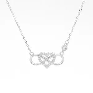 Sterling Silver Infinity with C.Z Heart Necklace - Silver