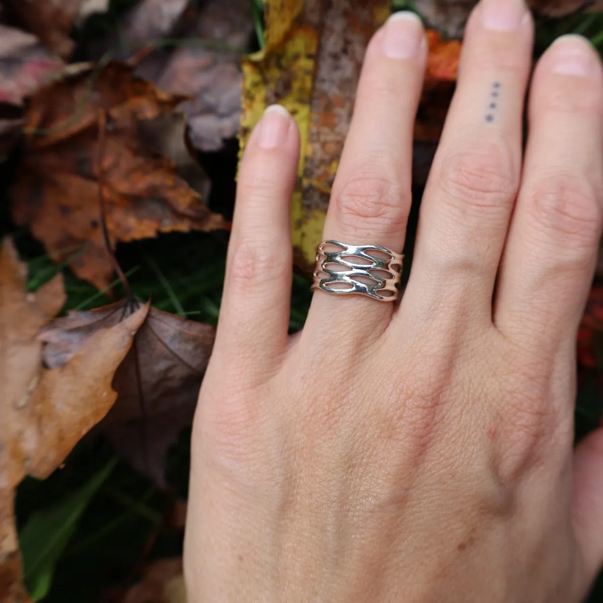 Sterling Silver River Current Ring