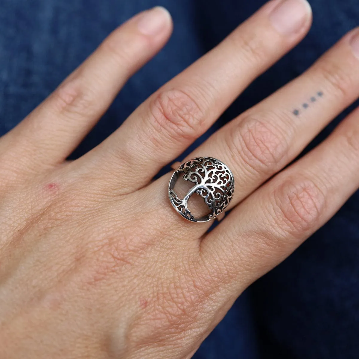 Sterling Silver Tree of Life Shield Ring