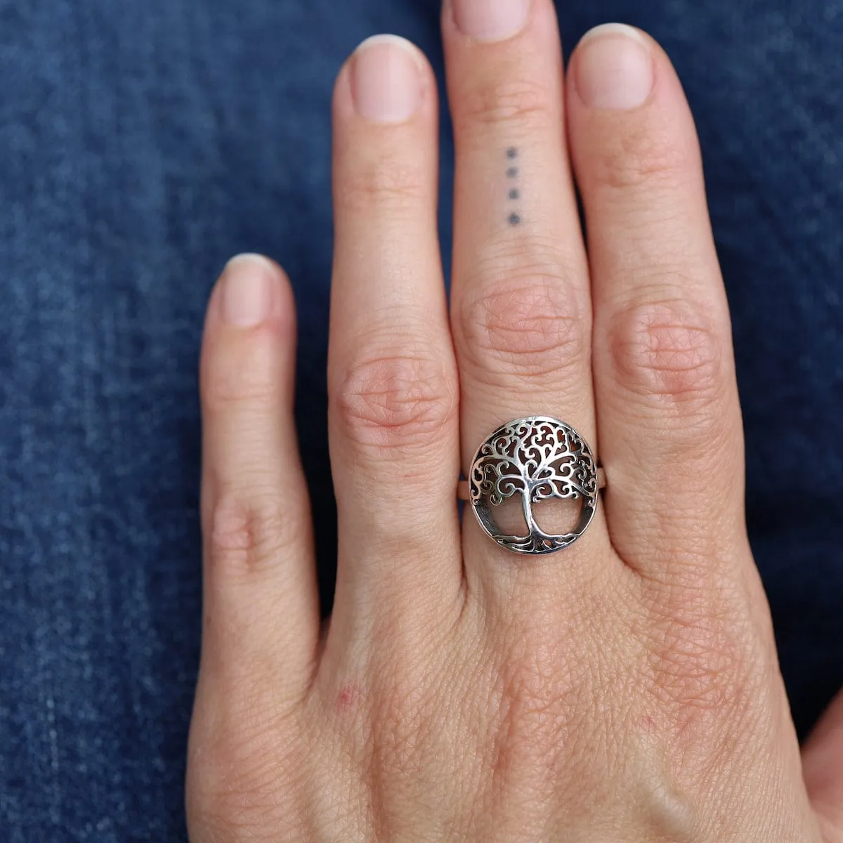 Sterling Silver Tree of Life Shield Ring