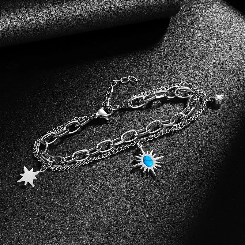 Sun Star Link Bracelets Women Jewelry Stainless Steel