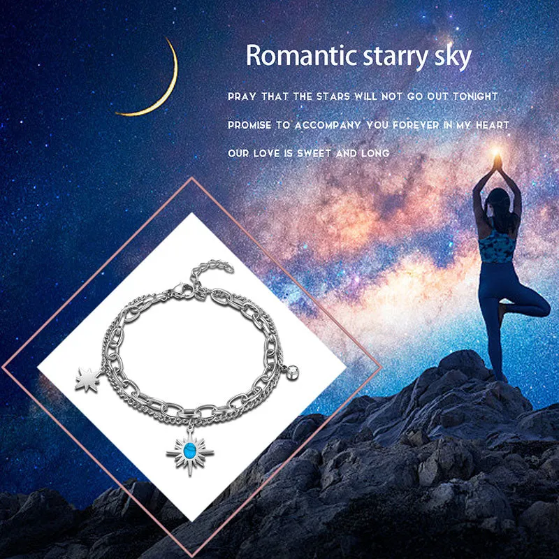 Sun Star Link Bracelets Women Jewelry Stainless Steel