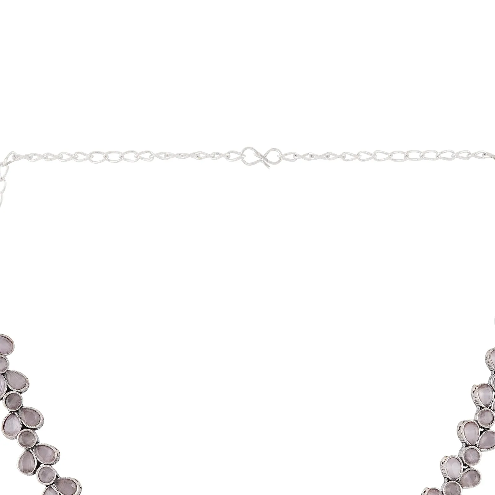 Teejh Silver and Pastel Pink Petal Fusion Necklace set