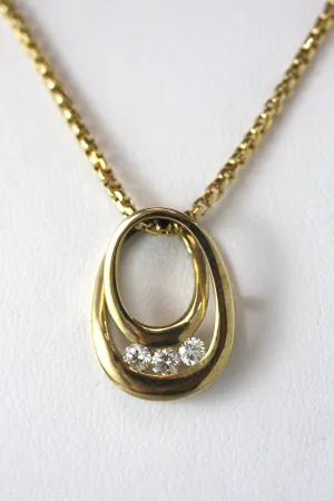 Three Diamond Teardrop Necklace