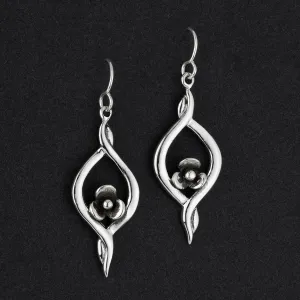 Unique Sterling Silver Floral Dangle Earrings