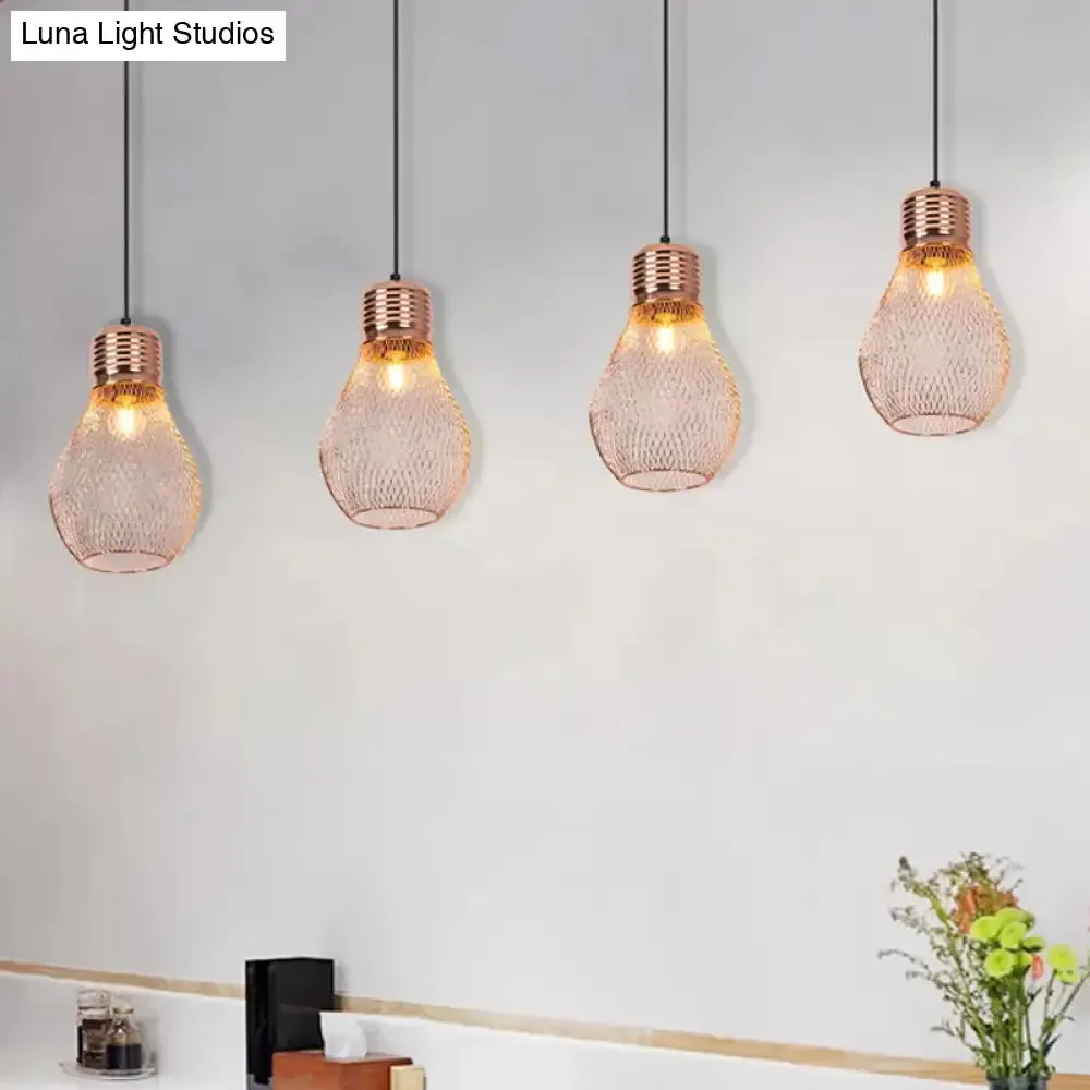 Vintage Bulb Cage Pendant Light in Rose Gold for Restaurants