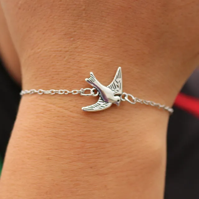 Vintage Wing Peace Dove Cross Owl Heart Feather Bracelets Bangle Men Women Charm Jewelry Girl Punk pulseras Valentine's Day Gift