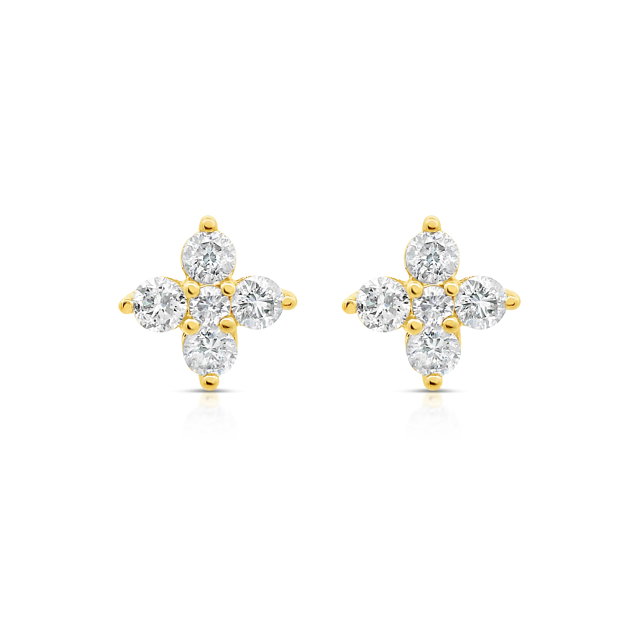 Yellow Gold Diamond Cluster Earrings